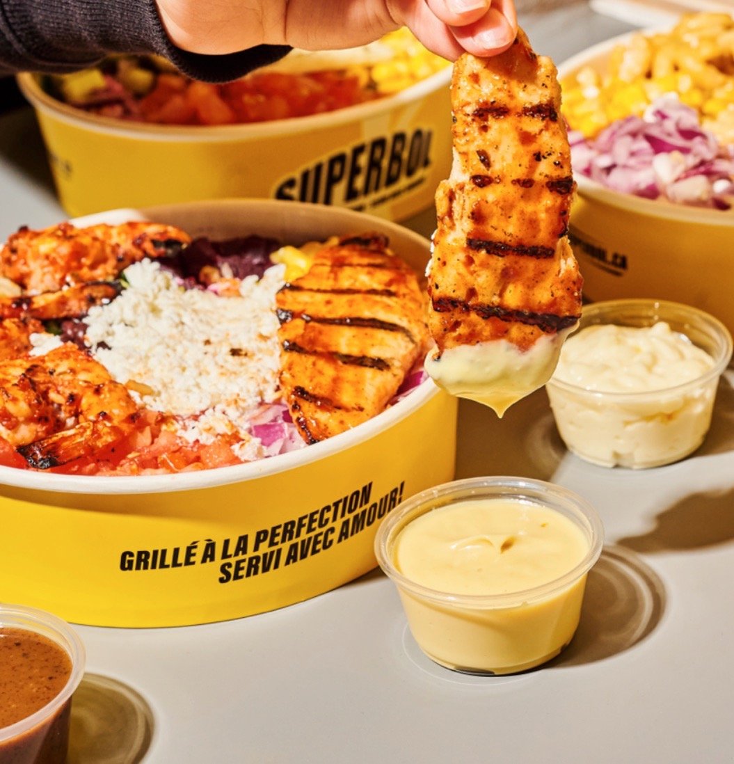 A branded Superbol food bowl.